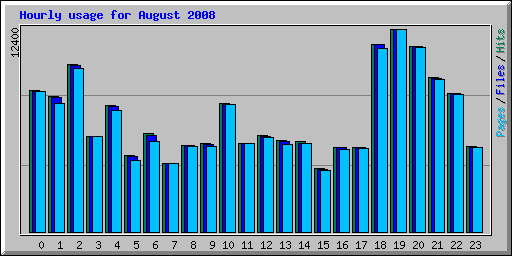 Hourly usage for August 2008